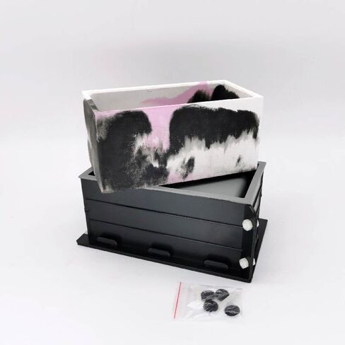 جيهتو مجموعات قوالب زراعة كبيرة مستطيلة من السيليكون - حافظة بلاستيكية متينة متضمنة - سهلة الفك، حاويات تخزين ذاتية الصنع، اواني عصارية ومنظم اقلام، قوالب خرسانية لصناعة فن الاسمنت in Kuwait