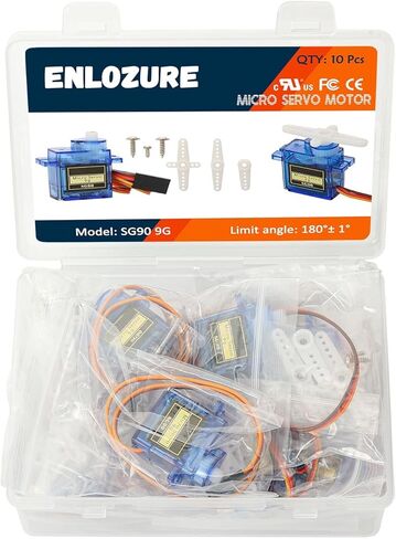 محرك سيرفو صغير ENLOZURE SG90 9G لروبوت RC والطائرة والمروحية والسيارة والقارب - خدمات صغيرة 180 درجة 10 قطع in Kuwait