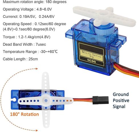 محرك سيرفو صغير ENLOZURE SG90 9G لروبوت RC والطائرة والمروحية والسيارة والقارب - خدمات صغيرة 180 درجة 10 قطع in Kuwait