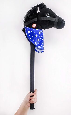 PonyLand Black Stick Horse with Sound Toy, 28 inches in Kuwait