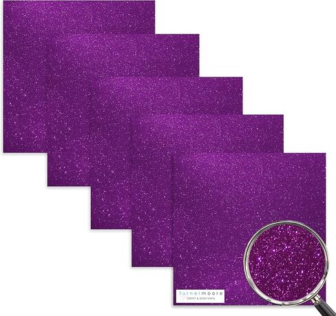 Turner Moore Edition Silver Glitter Vinyl Adhesive 12x12, 5-Pack Transparent Glitter Vinyl Sheets for Cricut, Crafts, Scrapbooking, Stickers, Decals for Bottles and Tumblers in Kuwait
