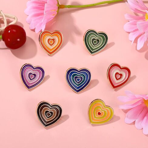 Y2k الملونة القلب المينا دبوس ملون القلب المينا دبوس لطيف Kawaii الملونة القلب دبابيس لحقائب الظهر دبابيس مجموعة للسترات الملابس حقيبة الظهر طية صدر السترة شارة الكرتون الملونة القلب المينا دبابيس الظهر in Kuwait