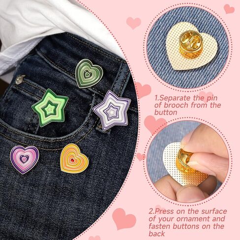 Y2k الملونة القلب المينا دبوس ملون القلب المينا دبوس لطيف Kawaii الملونة القلب دبابيس لحقائب الظهر دبابيس مجموعة للسترات الملابس حقيبة الظهر طية صدر السترة شارة الكرتون الملونة القلب المينا دبابيس الظهر in Kuwait