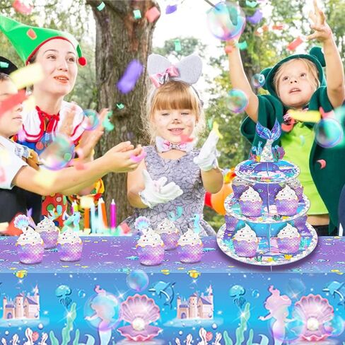 Mermaid Cupcake Stand Mermaid Theme Party Decoration 3-Tier Mermaid Party Cake Stand, Cake Cupcake Holder for Kids Birthday Party Decorations, Under The Sea Ocean Birthday Party Baby Shower Supplies in Saudi Arabia