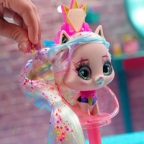 IMC Toys VIP Pets Cats - Melisa - Includes 1 VIP Pets Neon Cat Doll, 10 Surprises, 8 Accessories for Hair Styling | Girls & Kids Age 3+, Multicolor in Kuwait