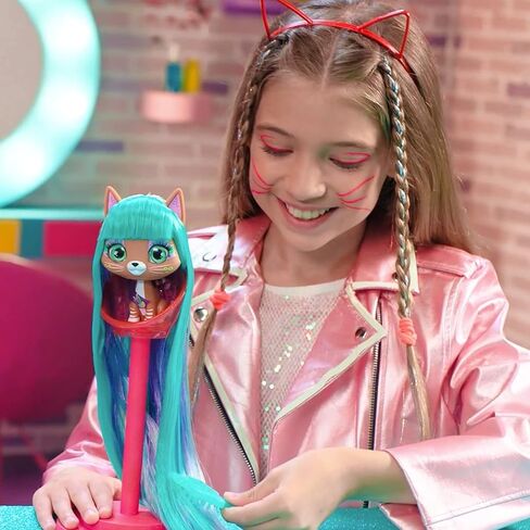 IMC Toys VIP Pets Cats - Melisa - Includes 1 VIP Pets Neon Cat Doll, 10 Surprises, 8 Accessories for Hair Styling | Girls & Kids Age 3+, Multicolor in Kuwait