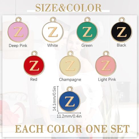 208 Pcs Metal Letter Charms for Jewelry Making Mix Initial Charms Double Side A-Z Alphabet Charms for DIY Bracelet Necklace Making, 8 Colors in Kuwait