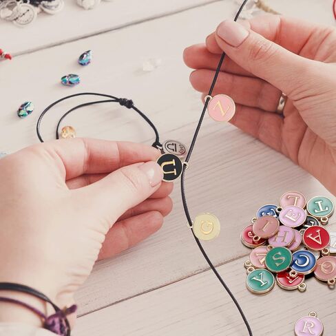 208 Pcs Metal Letter Charms for Jewelry Making Mix Initial Charms Double Side A-Z Alphabet Charms for DIY Bracelet Necklace Making, 8 Colors in Kuwait