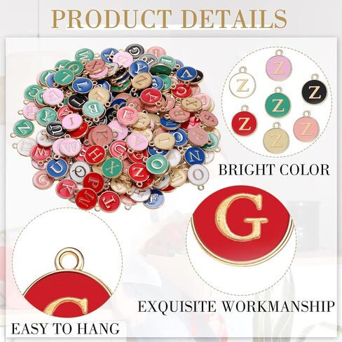 208 Pcs Metal Letter Charms for Jewelry Making Mix Initial Charms Double Side A-Z Alphabet Charms for DIY Bracelet Necklace Making, 8 Colors in Kuwait