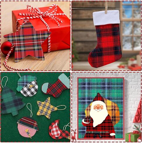 20 Pieces Plaid Fabrics Square Tartan Fabric Buffalo Plaid Quilting Fabric 10.6 Inch DIY Homespun Fabric Soft Checkered Precut Christmas Charm Packs for Crafts Sewing Scrapbooking Patchwork in Saudi Arabia