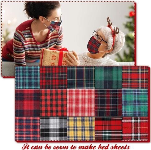 20 Pieces Plaid Fabrics Square Tartan Fabric Buffalo Plaid Quilting Fabric 10.6 Inch DIY Homespun Fabric Soft Checkered Precut Christmas Charm Packs for Crafts Sewing Scrapbooking Patchwork in Saudi Arabia