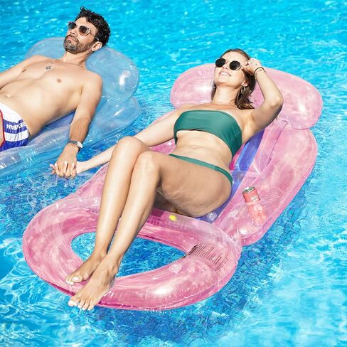 فايندويويل عوامة حمام سباحة قابلة للنفخ مع مسند راس ومسند ظهر ومسند قدم مع حوامل اكواب للبالغين من قطعتين in Kuwait