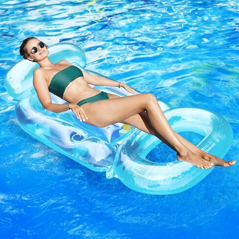 فايندويويل عوامة حمام سباحة قابلة للنفخ مع مسند راس ومسند ظهر ومسند قدم مع حوامل اكواب للبالغين من قطعتين in Kuwait