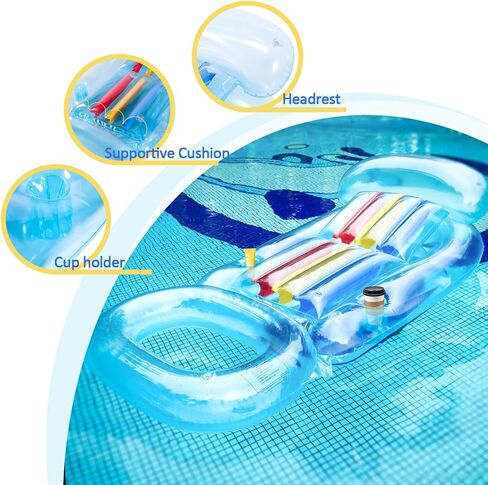 فايندويويل عوامة حمام سباحة قابلة للنفخ مع مسند راس ومسند ظهر ومسند قدم مع حوامل اكواب للبالغين من قطعتين in Kuwait
