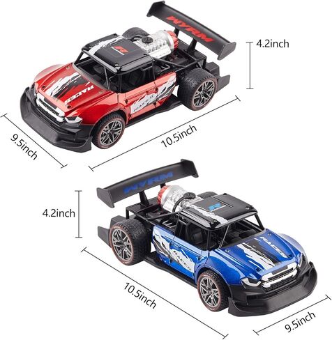 2 Pack Remote Control Drift Car with Spray and Light, Fog Mist High Speed Racing Cars, 2.4GHZ 4WD Off Road Toy Vehicle for Adults Kids Boys Girls, Blue and Orange in Kuwait