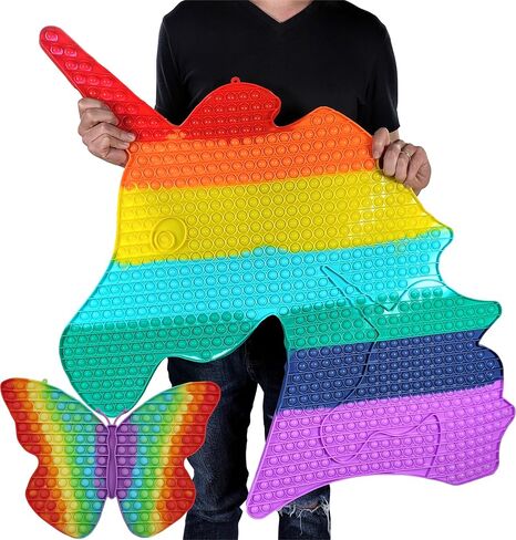 Zillywood Jumbo Unicorn pop Toy with Free Large Butterfly pop Toy. Big pop Bubble Fidget Toys, Popper pop Toy. Giant Popping Toy with 736 Bubbles. Over 700 Poppers Fidget Toy Huge pop for Girls. in Kuwait