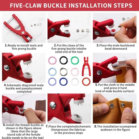 804 قطعة من ازرار كبس للخياطة مع كماشة ادوات ضغط للملابس وملابس الاطفال والرومبر والمرايل ومجموعة مشابك كبس للملابس (9.5 ملم 20 لون) من بيو in Kuwait