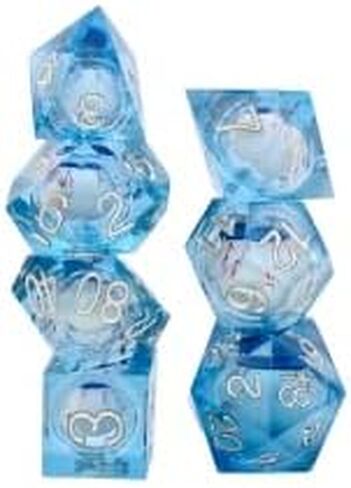 مجموعة نرد لعبة IDTQ DND ذات حواف حادة - الزنزانات والتنينات مجموعة نرد زرقاء شفافة متعددة السطوح RPG MTG ألعاب الطاولة D4 D6 D8 D10 D12 D20 (نجمة زرقاء) in Kuwait