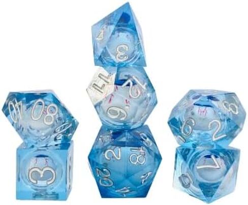 مجموعة نرد لعبة IDTQ DND ذات حواف حادة - الزنزانات والتنينات مجموعة نرد زرقاء شفافة متعددة السطوح RPG MTG ألعاب الطاولة D4 D6 D8 D10 D12 D20 (نجمة زرقاء) in Kuwait