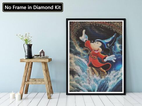 بالوديو مجموعة رسم ماسية خماسية الابعاد للكبار، لوحة فنية للماس، رسم بالارقام، حفر دائري كامل بغرز متقاطعة من حجر الراين الكريستالي لتزيين الحائط المنزلي 12×16 انش in Kuwait