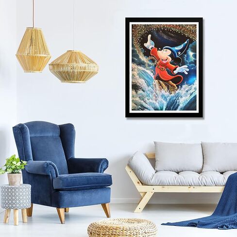 بالوديو مجموعة رسم ماسية خماسية الابعاد للكبار، لوحة فنية للماس، رسم بالارقام، حفر دائري كامل بغرز متقاطعة من حجر الراين الكريستالي لتزيين الحائط المنزلي 12×16 انش in Kuwait