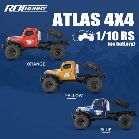 Fms Rochobby 1/10 Atlas Ready Set RC Crawler RC Truck 4X4 مع إضاءة، راديو 2.4 جيجا هرتز، محمل كروي، تروس معدنية كاملة، تعليق 4 وصلات، جسم سيارة منفصل سريع للبالغين والأطفال (أزرق) in Kuwait
