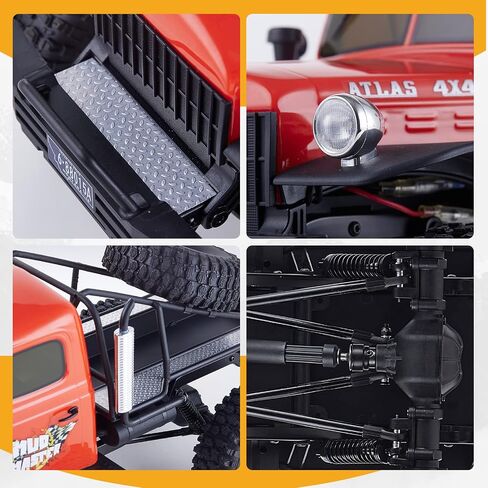 Fms Rochobby 1/10 Atlas Ready Set RC Crawler RC Truck 4X4 مع إضاءة، راديو 2.4 جيجا هرتز، محمل كروي، تروس معدنية كاملة، تعليق 4 وصلات، جسم سيارة منفصل سريع للبالغين والأطفال (أزرق) in Kuwait