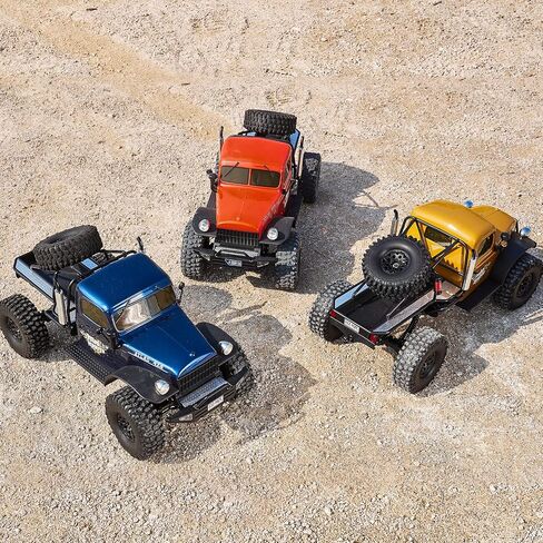 Fms Rochobby 1/10 Atlas Ready Set RC Crawler RC Truck 4X4 مع إضاءة، راديو 2.4 جيجا هرتز، محمل كروي، تروس معدنية كاملة، تعليق 4 وصلات، جسم سيارة منفصل سريع للبالغين والأطفال (أزرق) in Kuwait
