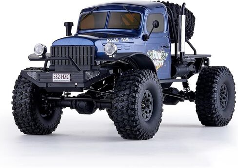 Fms Rochobby 1/10 Atlas Ready Set RC Crawler RC Truck 4X4 مع إضاءة، راديو 2.4 جيجا هرتز، محمل كروي، تروس معدنية كاملة، تعليق 4 وصلات، جسم سيارة منفصل سريع للبالغين والأطفال (أزرق) in Kuwait