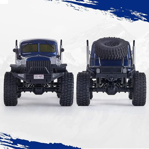 Fms Rochobby 1/10 Atlas Ready Set RC Crawler RC Truck 4X4 مع إضاءة، راديو 2.4 جيجا هرتز، محمل كروي، تروس معدنية كاملة، تعليق 4 وصلات، جسم سيارة منفصل سريع للبالغين والأطفال (أزرق) in Kuwait