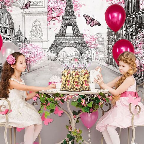 100 Pieces Paris Cellophane Treat Bags, Clear Plastic Pink Eiffel Tower Candy Goodie Bags with 100 Silver Twist Ties for Day in Paris Party Supplies in Saudi Arabia
