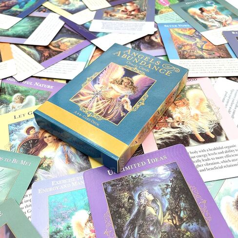 HOHAJIU إصدار جيب من بطاقات أوراكل 44 ملائكة الوفرة مع دليل إلكتروني - بطاقات التارو للمبتدئين - مجموعة أوراكل مع المعاني عليها in Kuwait