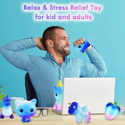 مجموعة ألعاب ZYZZYZY Unicorn Squishies - كعكة الرنة الضخمة، دونات يونيكورن، ديناصور، حصان وحيد القرن، قطة آيس كريم كاواي بطيئة الارتفاع ألعاب إسفنجية لحفلات الأطفال (6 عبوات) in Kuwait