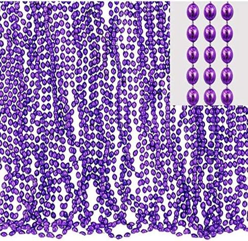 Sparkling Purple Metallic Oval Bead Party Necklaces (50 Pcs.) - 30" - Elegant & Vibrant Accessories - Perfect for Any Occasion in Kuwait
