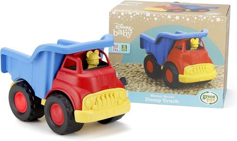 Green Toys Disney Baby Exclusive Mickey Mouse Dump Truck, Red/Blue - Pretend Play, Motor Skills, Kids Toy Vehicle. No BPA, phthalates, PVC. Dishwasher Safe, Recycled Plastic, Made in USA. in Saudi Arabia