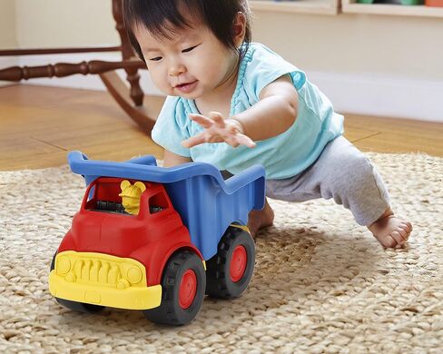 Green Toys Disney Baby Exclusive Mickey Mouse Dump Truck, Red/Blue - Pretend Play, Motor Skills, Kids Toy Vehicle. No BPA, phthalates, PVC. Dishwasher Safe, Recycled Plastic, Made in USA. in Saudi Arabia