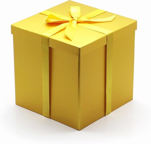 AVUX 9x9x9 بوصة (عبوة من 2) علب هدايا مع أغطية وشريط - صندوق هدايا من الورق المقوى الصلب باللون الأسود قابل للطي وقابل لإعادة الاستخدام لأعياد الميلاد والكريسماس وحفلات الزفاف للرجال والنساء in Kuwait