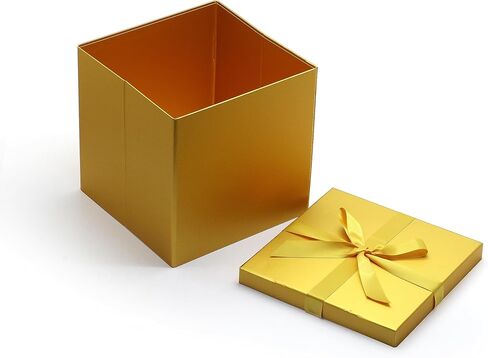 AVUX 9x9x9 بوصة (عبوة من 2) علب هدايا مع أغطية وشريط - صندوق هدايا من الورق المقوى الصلب باللون الأسود قابل للطي وقابل لإعادة الاستخدام لأعياد الميلاد والكريسماس وحفلات الزفاف للرجال والنساء in Kuwait