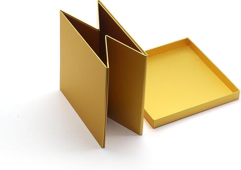 AVUX 9x9x9 بوصة (عبوة من 2) علب هدايا مع أغطية وشريط - صندوق هدايا من الورق المقوى الصلب باللون الأسود قابل للطي وقابل لإعادة الاستخدام لأعياد الميلاد والكريسماس وحفلات الزفاف للرجال والنساء in Kuwait