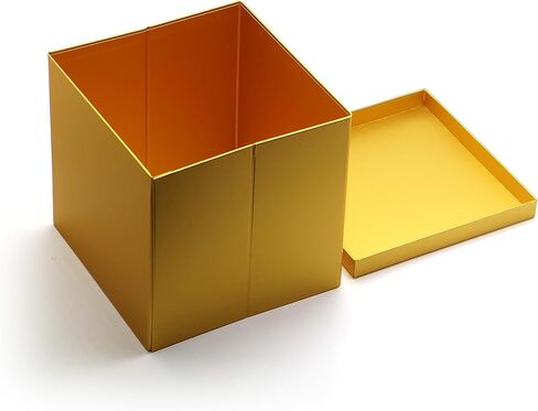 AVUX 9x9x9 بوصة (عبوة من 2) علب هدايا مع أغطية وشريط - صندوق هدايا من الورق المقوى الصلب باللون الأسود قابل للطي وقابل لإعادة الاستخدام لأعياد الميلاد والكريسماس وحفلات الزفاف للرجال والنساء in Kuwait