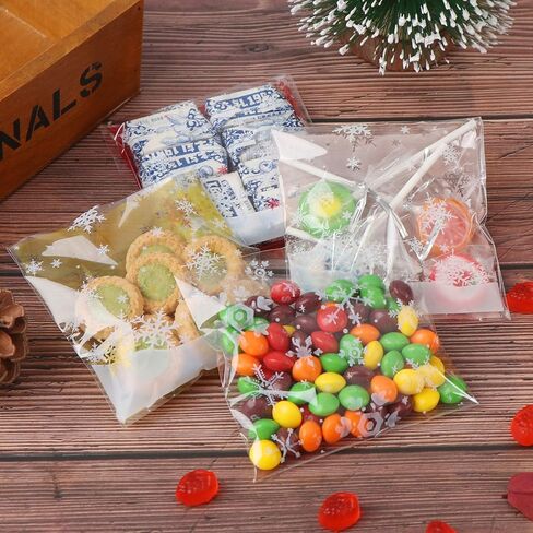400 قطعة أكياس حلوى عيد الميلاد ندفة الثلج أكياس حلوى حلوى ذاتية اللصق من السيلوفان البلاستيك الخبز حلوى حلوى أكياس الهدايا in Kuwait