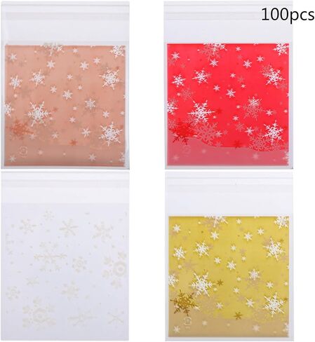 400 قطعة أكياس حلوى عيد الميلاد ندفة الثلج أكياس حلوى حلوى ذاتية اللصق من السيلوفان البلاستيك الخبز حلوى حلوى أكياس الهدايا in Kuwait