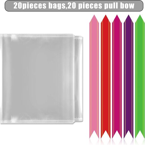 Kolewo4ever 20pcs 18 x 32 inches Clear Cellophane Gift Bags Package Bags with 20pcs pull bow for Wrapping Baskets Cello Wrap Basket Bag in Saudi Arabia