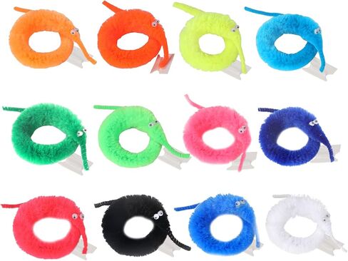 KOOCHI 24 PCS Magic Worms Wiggly Worms Twisty Fuzzy Worm Toys Gifts Carnival Kid Party, 12 Colors… in Saudi Arabia