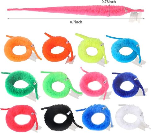 KOOCHI 24 PCS Magic Worms Wiggly Worms Twisty Fuzzy Worm Toys Gifts Carnival Kid Party, 12 Colors… in Saudi Arabia
