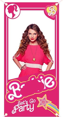 لافتة دعائم صور بتصميم دمية باللون الزهري لتزيين حفلات البنات واعياد الميلاد، لافتة باب لحفلات توديع العزوبية بلون زهري فاقع، 6 × 3 قدم in Kuwait