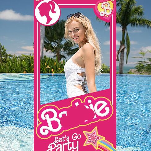 لافتة دعائم صور بتصميم دمية باللون الزهري لتزيين حفلات البنات واعياد الميلاد، لافتة باب لحفلات توديع العزوبية بلون زهري فاقع، 6 × 3 قدم in Kuwait