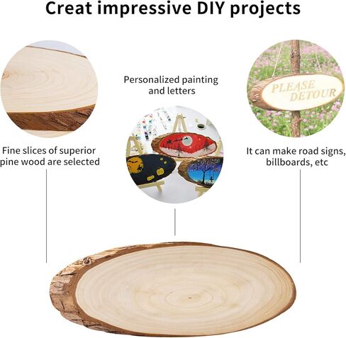 شرائح الخشب الطبيعي من FEZZIA، 5 قطع شرائح خشبية بيضاوية الشكل غير مكتملة مع حبل لتزيين الهالوين، لافتة الشارع، ديكورات اللوحات الإعلانية، الحرف اليدوية، زخارف زفاف عيد الميلاد، 13.8-15.7 بوصة in Kuwait
