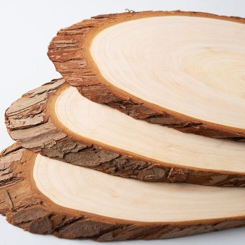 شرائح الخشب الطبيعي من FEZZIA، 5 قطع شرائح خشبية بيضاوية الشكل غير مكتملة مع حبل لتزيين الهالوين، لافتة الشارع، ديكورات اللوحات الإعلانية، الحرف اليدوية، زخارف زفاف عيد الميلاد، 13.8-15.7 بوصة in Kuwait