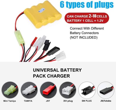 شاحن بطارية HOBBYMATE 3.6 فولت 4.8 فولت 7.2 فولت 8.4 فولت 9.6 فولت Nimh NiCd Rc، 4.8 فولت - 6.0 فولت Nimh Rc شاحن بطارية Rx مع 6 مقابس محول محول in Kuwait